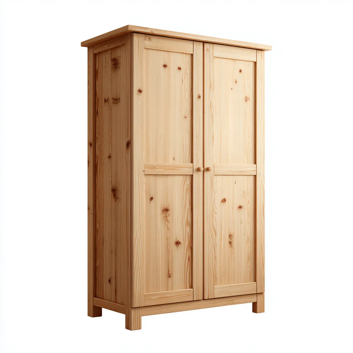 Armadio guardaroba a 2 ante naturale 100 x 60 x 190 cm in pino massello rettangolare