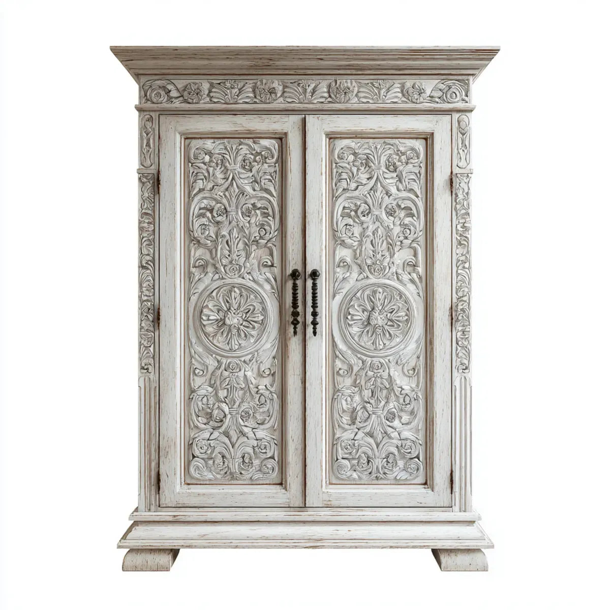 Armadio guardaroba 2 ante bianco 100 x 60 x 180 cm in legno massello rettangolare